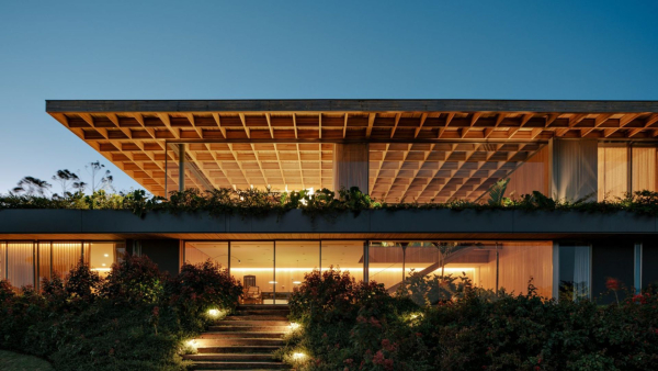 Дім-вулик у Бразилії з дахом-ґраткою з дерева: світлини