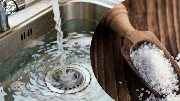 Дієвий метод прочищення засмічень у раковині та унітазі сіллю.