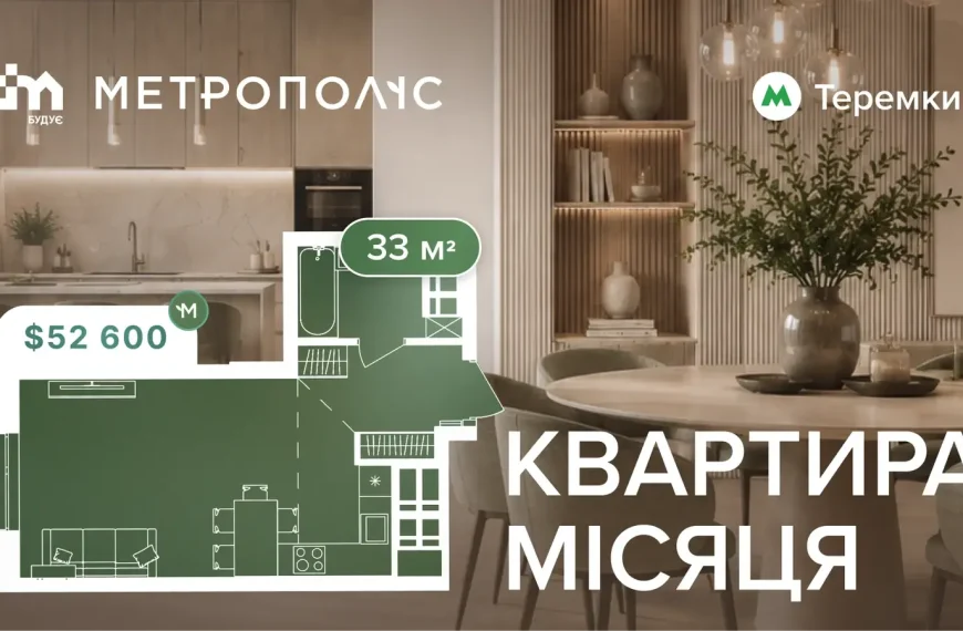 Житло місяця в ЖК «Метрополіс» — 33 кв. метри від 52 600…